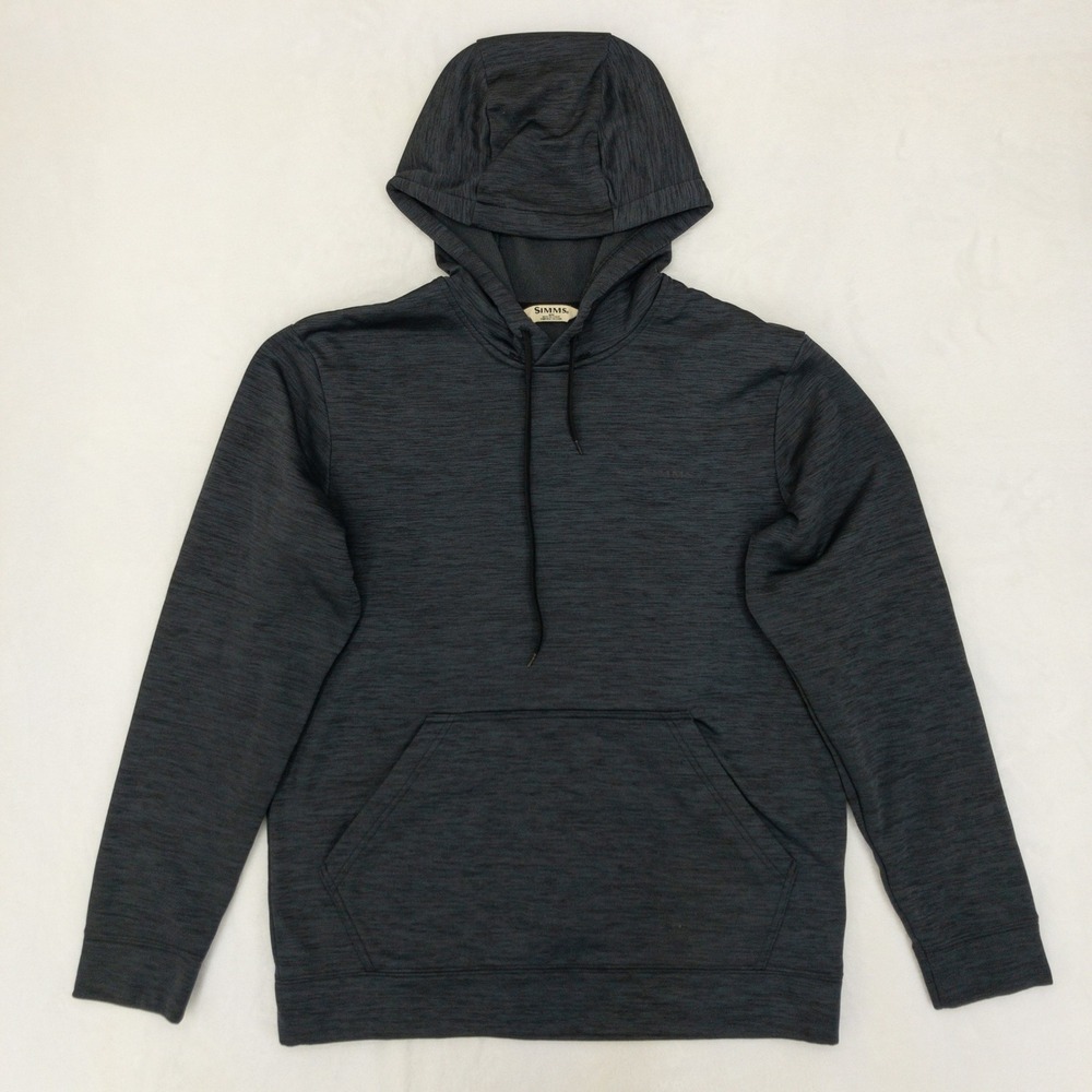 Simms Hoodie Mens Medium Charcoal Gray Space Dye Fleece Fishing Pullover Sweater